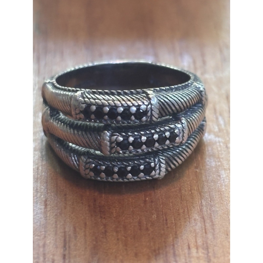 Judith Ripka Black Rhodium Plated Sterling Silver Ring Size 8